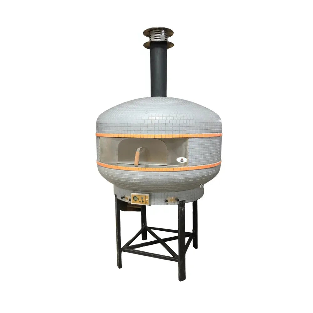 WPPO Lava 48 digital wood-fired pizza oven featuring a black finish and built-in digital temperature display.
