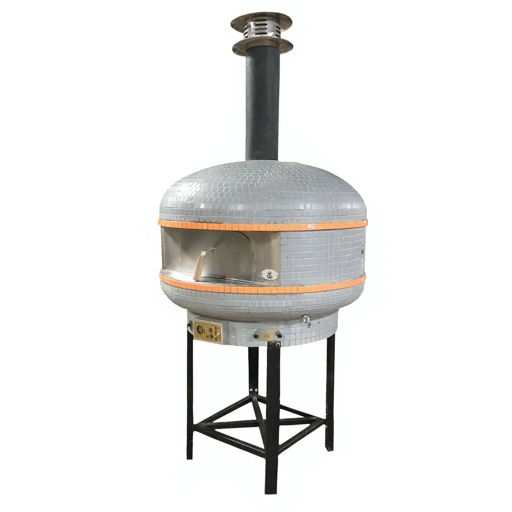 Front view of the WPPO Lava 40 and 48 series digital wood-fired pizza oven with a stainless steel door.
