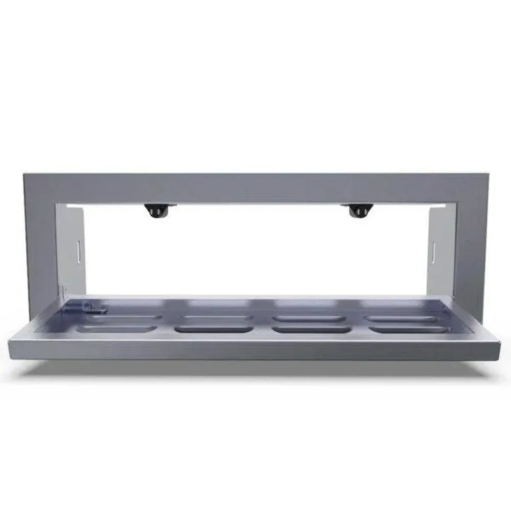 Sunstone BA-SWVENT 304 stainless flush vent panel with drop-down vent opening for outdoor kitchen gas ventilation.