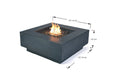 Dimensions for Elementi Plus Bergen fire table: 152cm length, 91cm width, 35cm height.