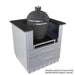 Sunstone SAC30KBDC 30" kamado base cabinet with kamado grill installed in cutout, showing interior access and optional riser support.