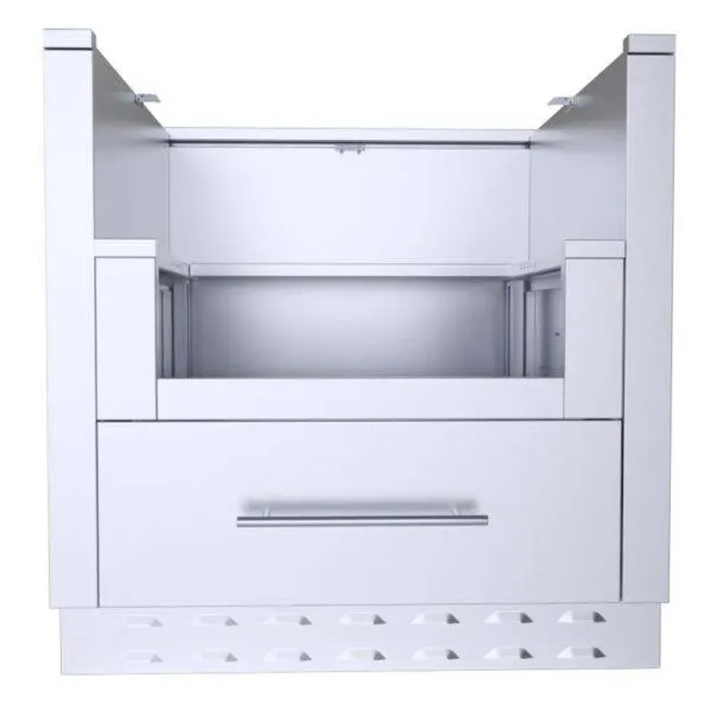 Sunstone SAC33PBDC 33" power burner base cabinet, stainless steel with single storage drawer and vented toe-kick for outdoor kitchen islands.