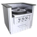 Angled view of Sunstone SAC33PBDC 33-inch power burner base cabinet with installed burner, stainless drawer and vented base panel.