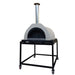 WPPO Tuscany Kit 100 DIY wood-fired pizza oven on a black mobile stand with casters.