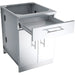The Sunstone SBC24CDD with the top drawer fully extended, demonstrating the smooth glide tracks and spacious storage for grilling tools.