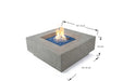 Dimensions for Elementi Plus Victoria fire table: 152cm length, 91cm width, 35cm height.
