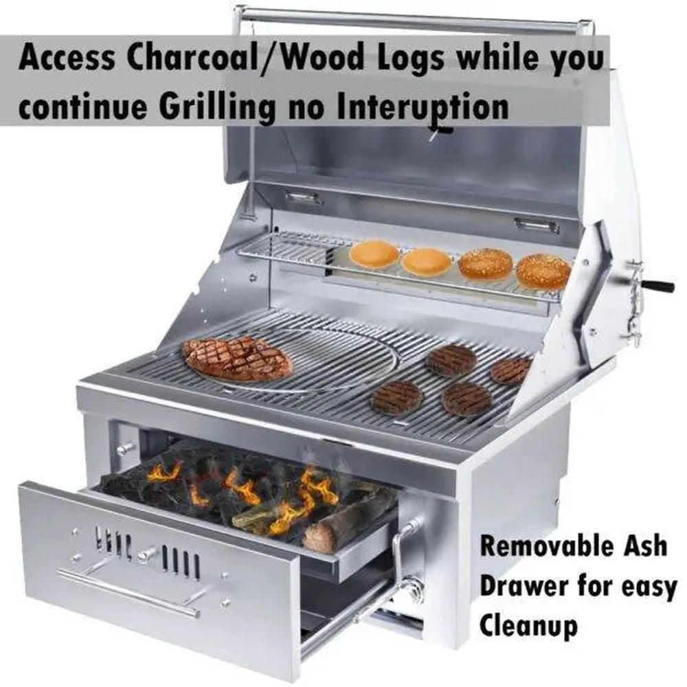 Sunstone SUNCHZ30 hybrid charcoal grill with infrared burner and removable ash drawer