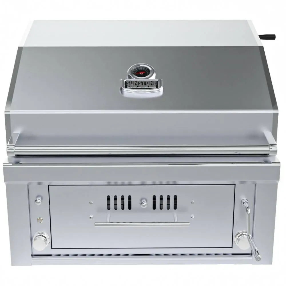Sunstone SUNCHZ30 30-inch hybrid gas and charcoal built-in grill closed lid view