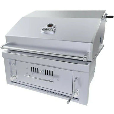 Sunstone SUNCHZ30 stainless steel hybrid charcoal grill with adjustable burn tray crank