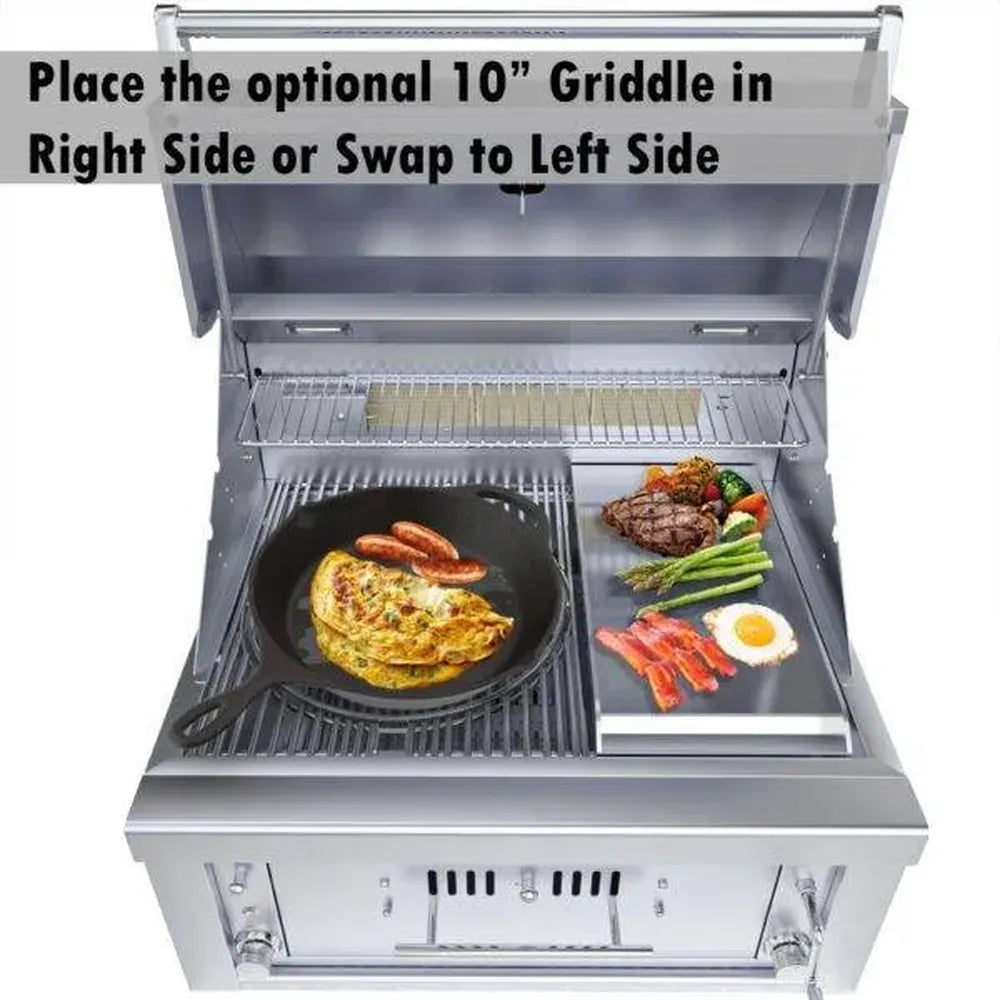 Sunstone SUNCHZ30 hybrid grill with optional 10-inch griddle insert for multi-zone cooking