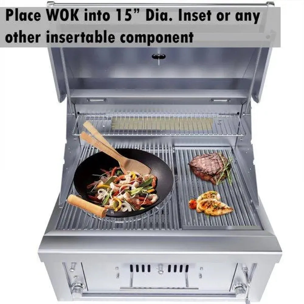 Sunstone SUNCHZ30 grill with 15-inch round wok insert for modular cooking system