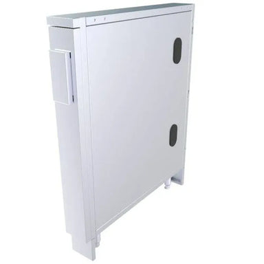 Sunstone SCC4SPEL/SCC4SPER 4" partition panel set, stainless outdoor kitchen cabinet separator with utility cutouts, front view.