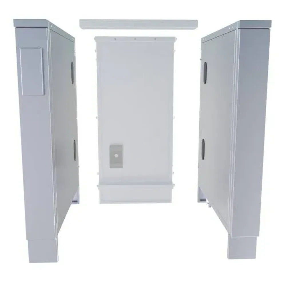 Sunstone SCC4SPEL/SCC4SPER combo 4" partition panels exploded view showing left and right partitions and center support panel for outdoor kitchen island.