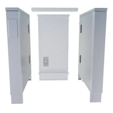 Sunstone SCC4SPEL/SCC4SPER combo 4" partition panels exploded view showing left and right partitions and center support panel for outdoor kitchen island.