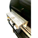 Close-up of WPPO Traditional 25 dual fuel gas burner with “CAUTION HOT!” text, control knob, and black oven body.