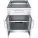 Interior view of the Sunstone 24-inch cabinet with doors open, showcasing the adjustable full-depth internal storage shelf.