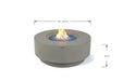 Elementi Plus Colosseo OFG414LG fire table dimensions diagram showing 104 cm diameter and 43 cm height.