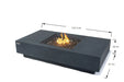 Elementi Plus Cannes 60-inch fire table dimensions showing 152.4 cm length, 81 cm width, and 35 cm height.
