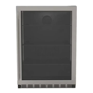 Summerset RFR-24G 24-inch Outdoor Refrigerator with glass door and stainless steel trim.