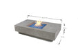 Elementi Plus Monte Carlo 60-inch fire table dimensions showing 152.4 cm length, 81 cm width, and 35 cm height.