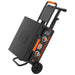 Blackstone On The Go portable griddle folded for easy transport with wheels and compact cart design