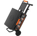 Blackstone On The Go portable griddle folded for easy transport with wheels and compact cart design