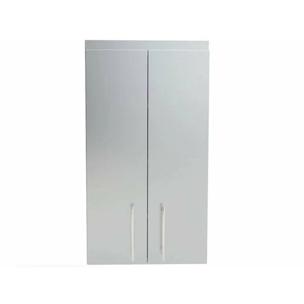 Front view of the Sunstone SWC24FDD 24-inch full height double door stainless steel wall cabinet with vertical bar handles.