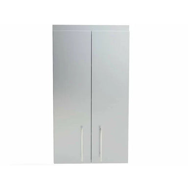 Front view of the Sunstone SWC24FDD 24-inch full height double door stainless steel wall cabinet with vertical bar handles.