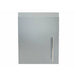 Sunstone SWC18CSDL 18 inch upper wall left swing cabinet shown closed from the front with a smooth stainless steel door and long vertical handle. The clean flat panel design highlights its modern outdoor kitchen storage style.