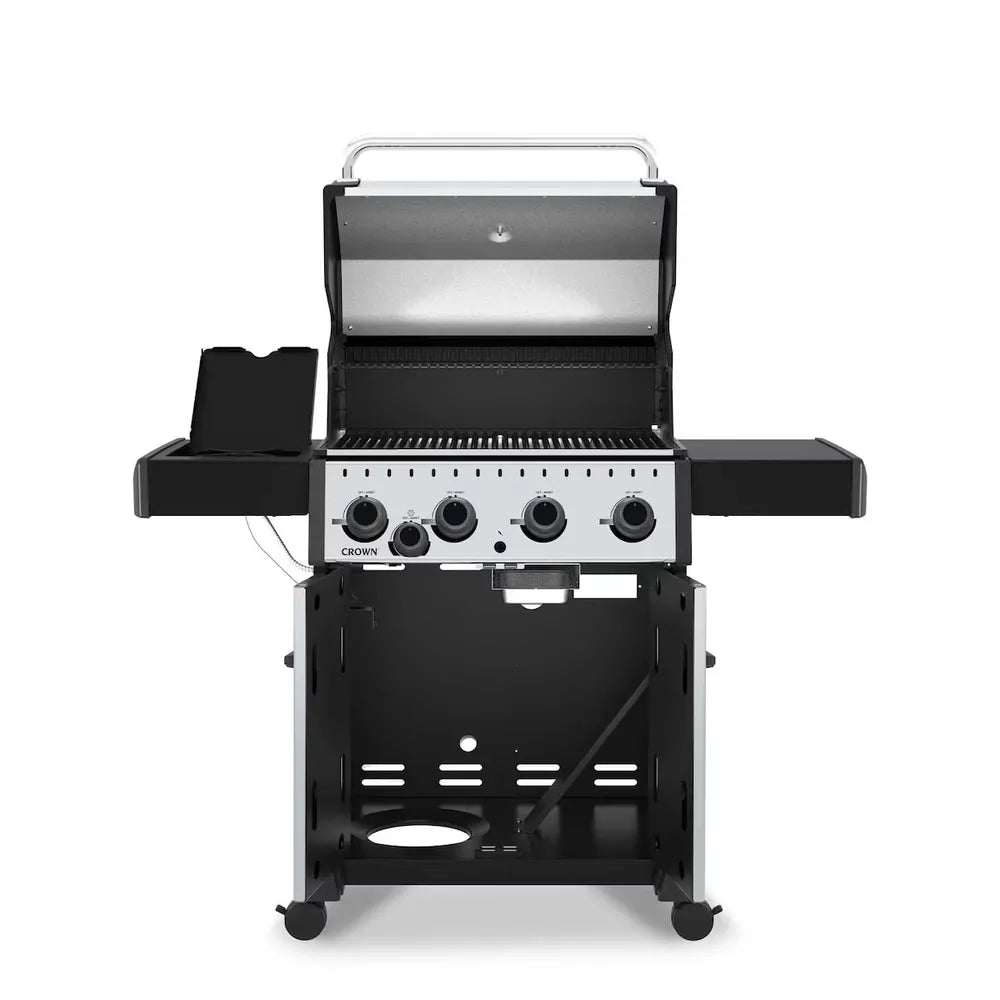 Broil King Crown S 440 grill with side burner, lid open