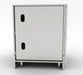 Back panel view of the Sunstone SBC18CSDL cabinet highlighting pre-drilled utility access ports for easy plumbing and electrical routing.