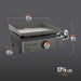 Product dimension diagram of the Blackstone 17-inch propane tabletop griddle, highlighting width, depth, height, and weight for compact portability.