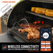 Blackstone 900 Pellet Grill wireless connectivity display showing internal meat probes with mobile app integration and real-time temp monitoring
