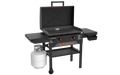 Blackstone 28-inch griddle with hood and side shelves – compact propane outdoor griddle with two burners