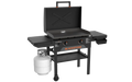Blackstone 28-inch griddle with hood and side shelves – compact propane outdoor griddle with two burners