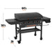 Blackstone 36-inch propane griddle showing full width, depth, and height dimensions for outdoor kitchen planning.