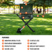 Feature callout for Blackstone 22" portable griddle with labeled parts like side shelf, hood, grease management, and legs