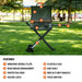Feature callout for Blackstone 22" portable griddle with labeled parts like side shelf, hood, grease management, and legs