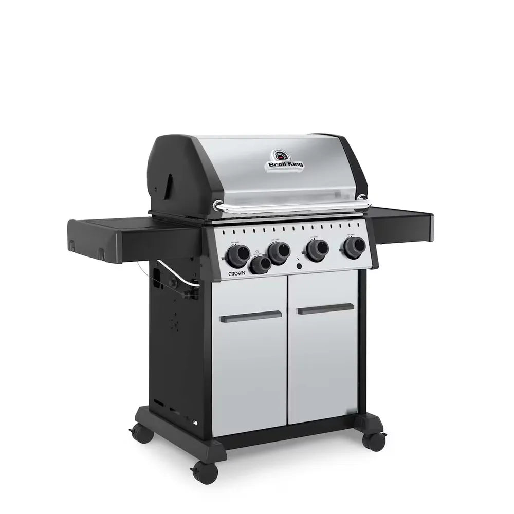 Broil King Crown S 440 grill with side burner, front angle