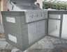 Stone-masonry outdoor kitchen island featuring multiple Sunstone Vent-S stainless steel vents installed for safety, airflow, and ventilation around a built-in gas grill.