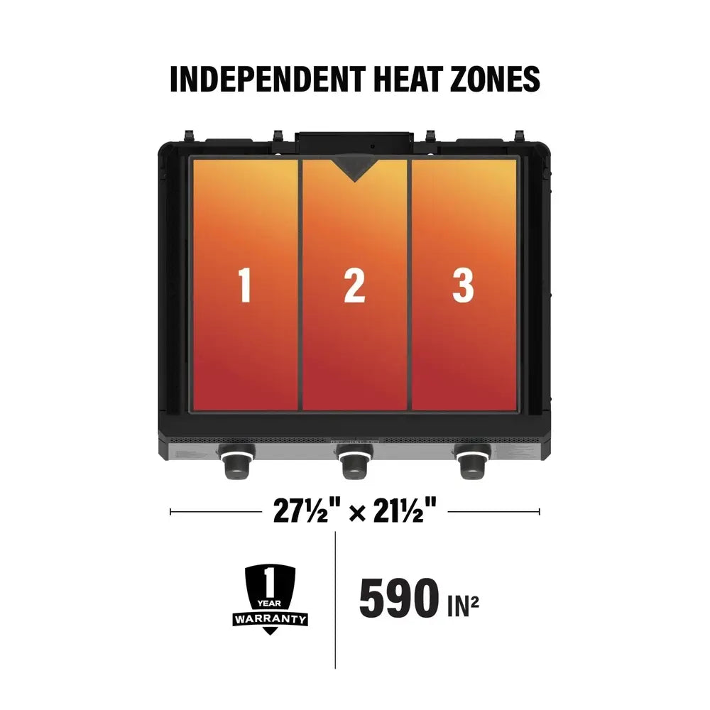 Blackstone 28-Inch Drop-In Griddle with three independent heat zones and 590 square inches of cooking surface