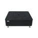 Elementi OFP101BB black marble porcelain fire table with matching lid and stainless steel legs on a white background.