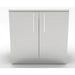 Front view of the Sunstone SBC36FDD 36-inch double door base cabinet showing symmetrical stainless steel doors and a professional-grade kickplate.
