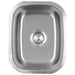 Top-down view of Summerset SNK-19U 19" stainless steel undermount sink basin and drain.