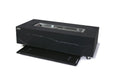 Functional view of the Varna Bulgaria Black fire table showing the integrated sliding storage drawer beneath the frame for holding the matching square burner lid.