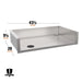 Measurement view of 43.5-inch stainless steel drop-in griddle jacket with cutout for grease management