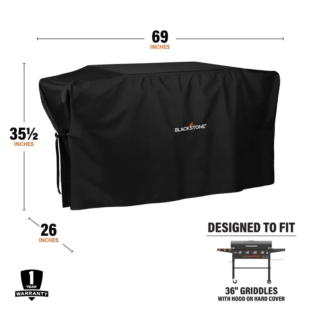 Blackstone 36-Inch Griddle Cover Dimensions – 69” x 26” x 35.5” – fits grills with hood or hard cover, 1-year warranty included