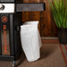 Side-mounted trash bag holder on Blackstone 36” griddle with cutting board pass-through system