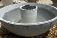 Internal view of the TessaRai 360 fire water bowl kit showing the central fire pit cylinder and outer water basin.