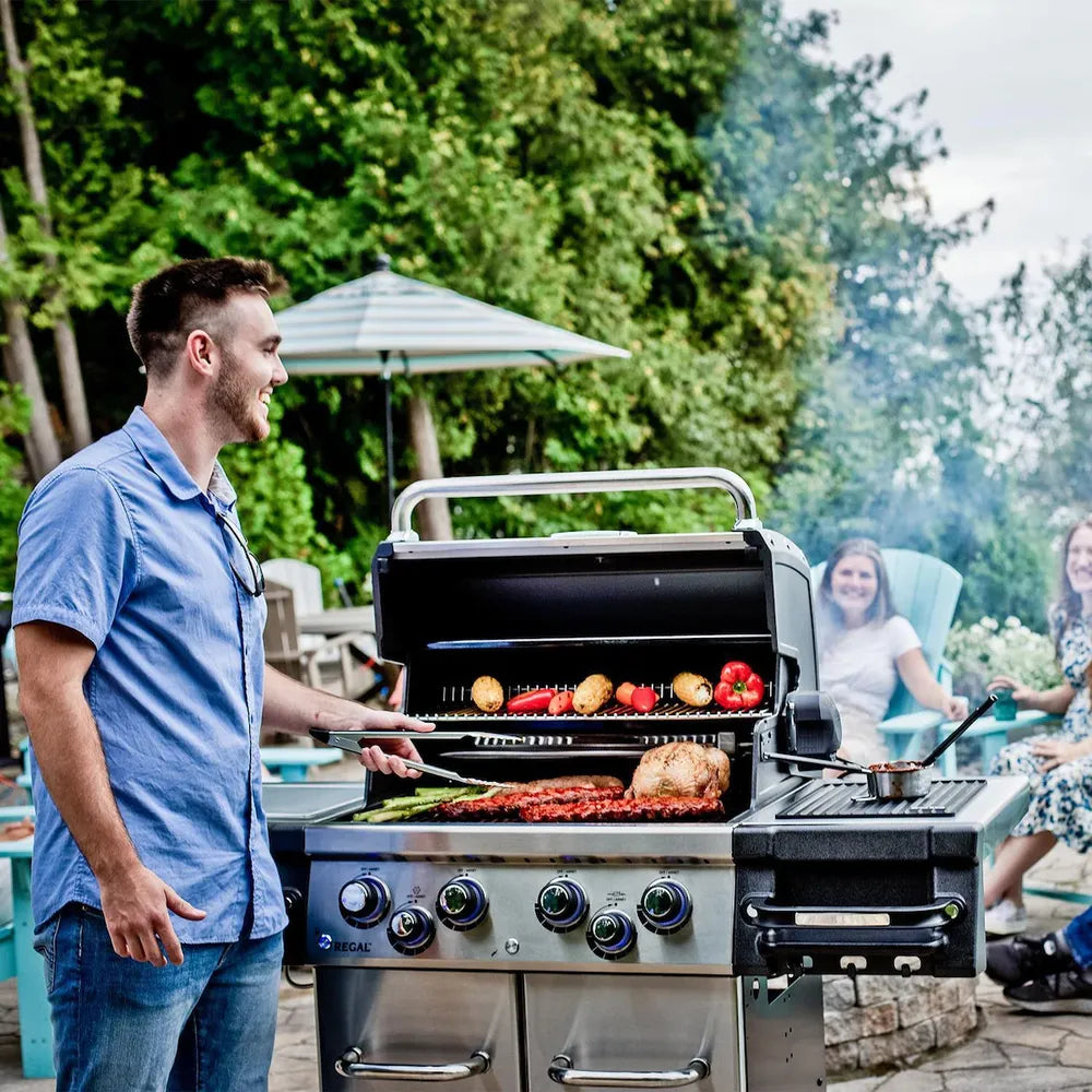 Broil King Regal S 490 Pro IR gas grill cooking outdoors